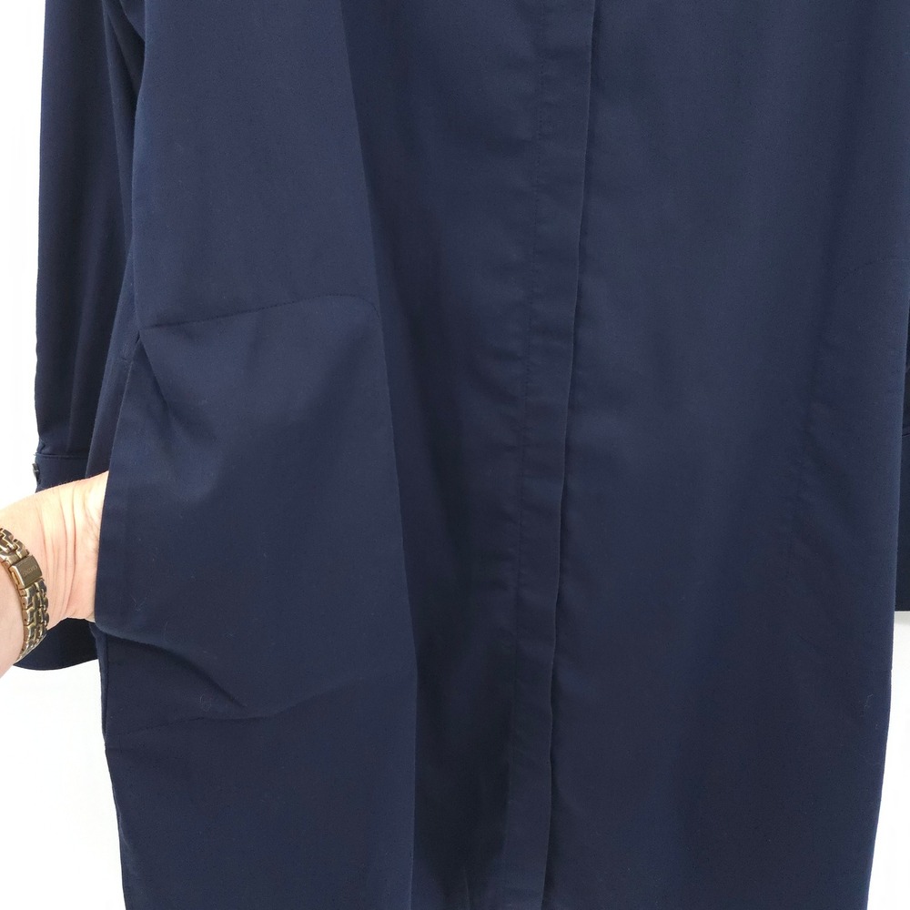Chico's No-Iron Chic Stretch button up Tunic Women 3 (XL) Navy Long Sleeve - Picture 4 of 8